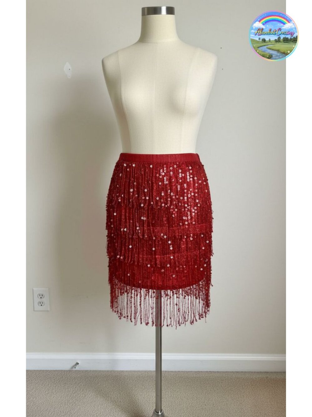 Sequin Fringe Wrap Skirt Sparkly Rave Dance Club Party Skirt